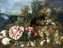 Still life with dead birds and watermelon by Michele Pace del Campidoglio