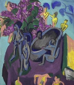 Still Life with Sculptures and Flowers by Ernst Ludwig Kirchner