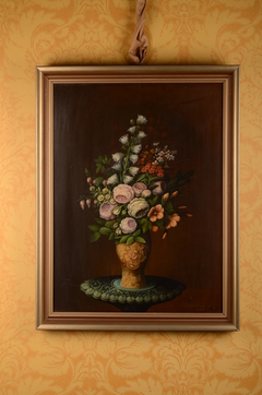 Stilleven: bloemen in een vaas met decor van vogels by Dirk Weeshoff