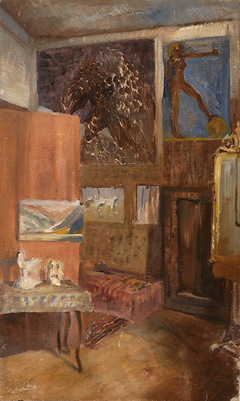 Studio with the Works of the Master, Mobile Screen, Chaise longue and a large Mirror by Eduard Veith