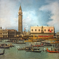 The Bucentaur Returning to the Molo on Ascension Day by Canaletto