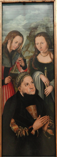 The Elector Frederic the Wise of Saxony (1463-1525) with the Saints Ursula (left) and Genevieve (right) by Lucas Cranach the Elder