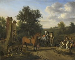 The hunting party by Adriaen van de Velde