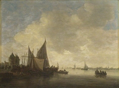 The Mouth of an Estuary with a Gateway by Jan van Goyen