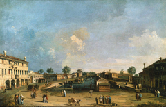 The Riva delle Barche and the Antica Posta, Mestre by Bernardo Bellotto