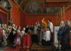 The solemnization of the marriage of Prince James Francis Edward Stuart and Princess Maria Clementina Sobieska at Montefiascone 1 September 1719 by Agostino Masucci