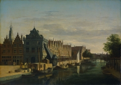 The Waag (weigh-house) and Crane on the Spaarne, Haarlem by Gerrit Adriaenszoon Berckheyde