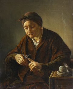 The woman cutting nails by Vasily Andreevich Tropinin