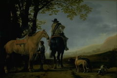 Two Horsemen in a Landscape by Abraham van Calraet