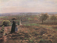 La Route de Rouen, les hauteurs de l´Hautil, Pontoise by Camille Pissarro