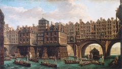 La Joute des mariniers entre le Pont-Notre-Dame et le Pont-au-Change by Nicolas-Jean-Baptiste Raguenet