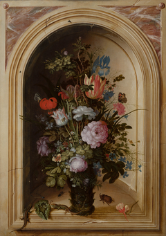 Vase of Flowers in a Stone Niche by Roelant Savery