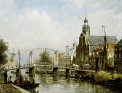 View of the Magere Brug, Amsterdam by Cornelis Christiaan Dommersen