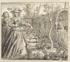 Vrouwen in een tuin by Adriaen Pietersz. van de Venne