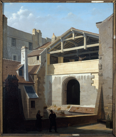 Vue des Thermes de Cluny, prise de la rue de la Harpe by Étienne Bouhot