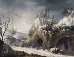 Winter Landscape with a Paseant Family by Francesco Foschi