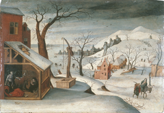 Winterlandschap met de vlucht naar Egypte by Abel Grimmer