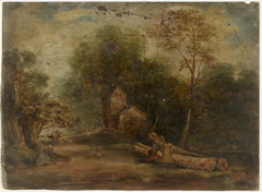 Woman and Coachman Talking beside a Road by William Howis senior