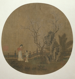 Woman with Female Servant in a Palace Garden by Anonymous