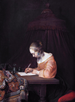 Woman writing a letter by Gerard ter Borch