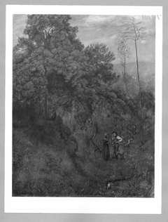 Woody meadow - slope with 2 figures by Hans Thoma