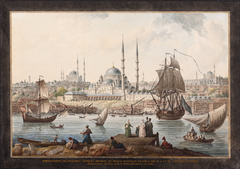 Yeni Camii and The Port of İstanbul by Jean Baptiste Hilaire