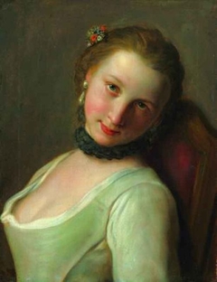 Young Woman with Black Collar and Flowers in her Hair, Known as "The Frivolous Girl" by Pietro Rotari