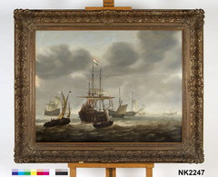 Zeilboten in onrustig water by Willem van Diest