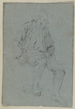 Zittende man met blote voeten by Unknown Artist