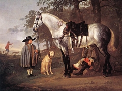 A Grey Horse in a Landscape by Aelbert Cuyp