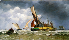 A hay barge off Sheerness by Richard Henry Nibbs