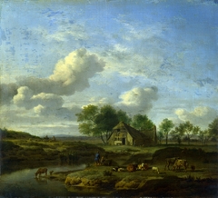 A Landscape with a Farm by a Stream by Adriaen van de Velde