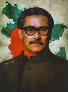 A Nation's Heartbeat: Artistic Homage to Bangabandhu Sheikh Mujibur Rahman by Md Saidul Islam