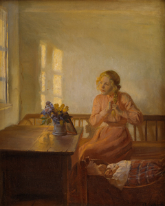 A Young Girl Plaiting her Hair by Anna Ancher