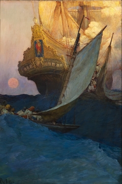 An Attack on a Galleon by Howard Pyle