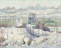 Boathouse, Winter, Harlem River by Ernest Lawson