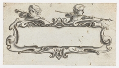 Cartouche met twee jongens by Pieter Jansz