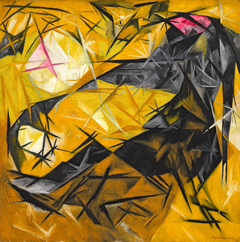 Cats (rayist percep.[tion] in rose, black, and yellow) by Natalia Goncharova