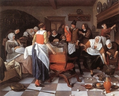 Celebrating the Birth by Jan Steen