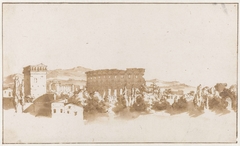 Colosseum te Rome en enkele gebouwen in de nabijheid by Jan de Bisschop