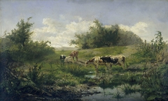 Cows at a Pond by Albert Gerard Bilders