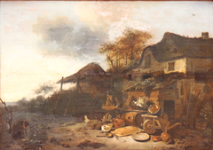 Devant la ferme. by Egbert van der Poel