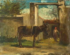 Donkey in Front of a Farm, Montmorency by Camille Pissarro