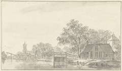 Dorpsgezicht met rivier by Pieter Jan van Liender