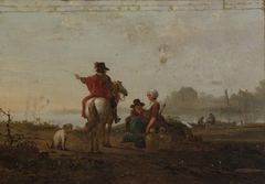 Dutch Landscape with Figures by Jacob van Strij