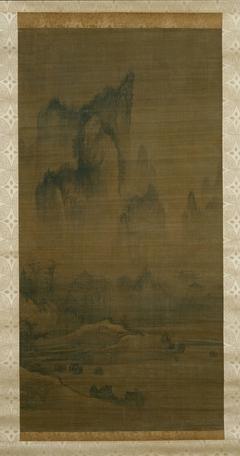 Evening bell from mist-shrouded temple (left); Autumn moon over Lake Dongting (right) by Ahn Gyeon