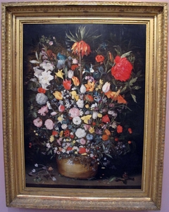 Flower bouquet in a wooden tub by Jean Brueghel de Velours