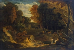 Forest Landscape with a River by Cornelis Huysmans