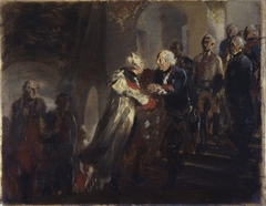 Frederick the Great and Emperor Joseph II meet in Neiße in the Year 1769 (Sketch) by Adolph von Menzel