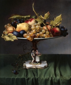 Fruits on a porcelain bowl by Johann Wilhelm Preyer